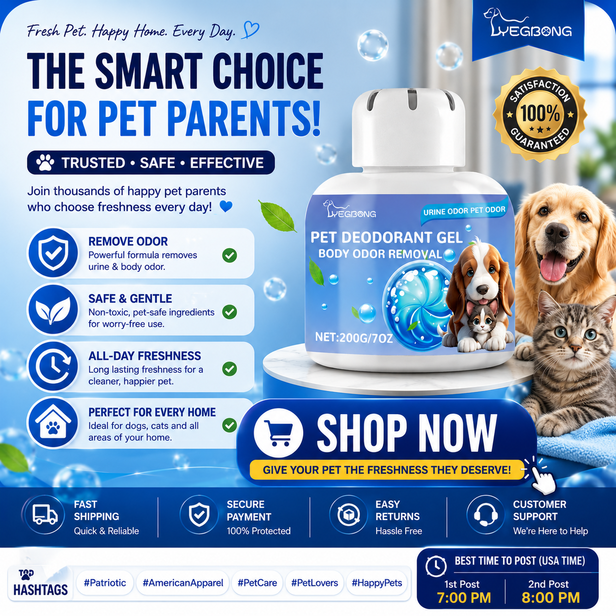 Pet Odor Eliminator Deodorizing Gel - Long Lasting Air Freshener for Dogs & Cats